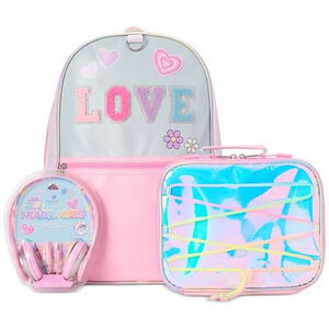 InMocean Big Girls Love Backpack, Lunch Bag & Headphone Set